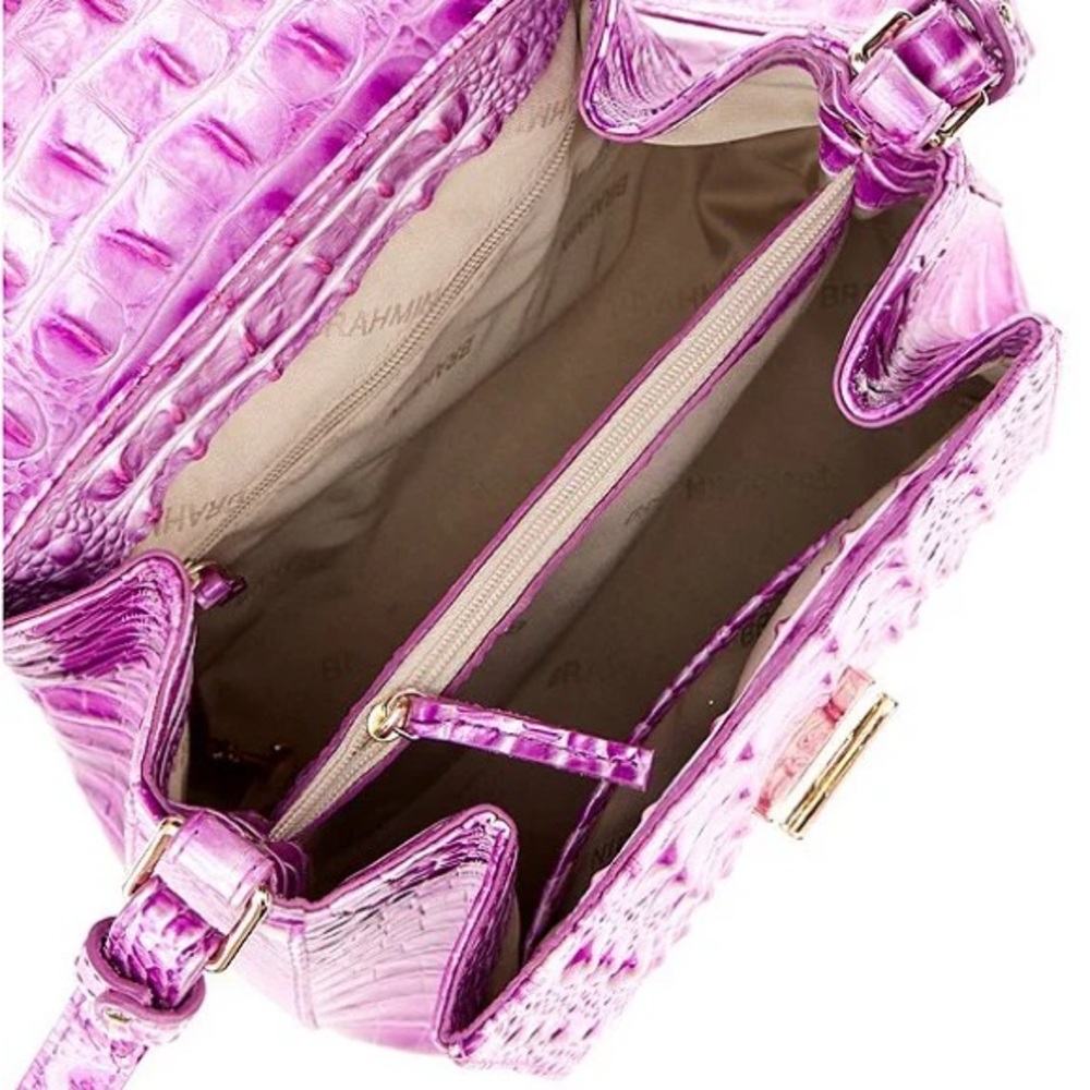 Brahmin Purple Croc-Embossed Crossbody Bag - Picture 10 of 12
